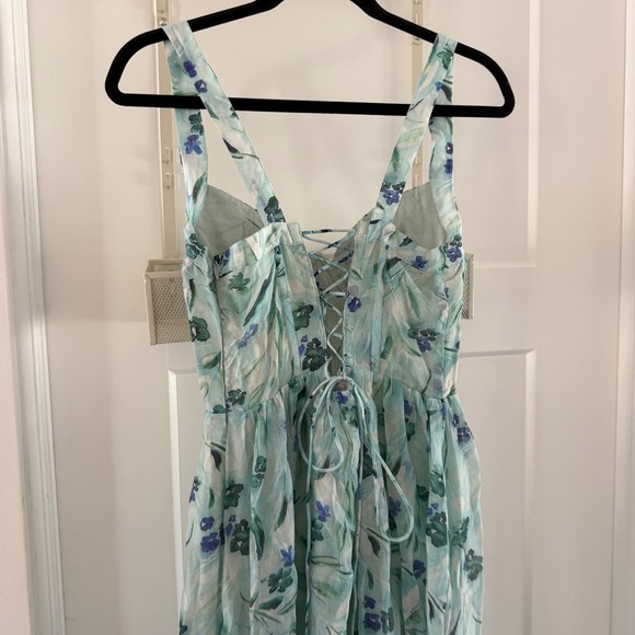 ASTR the Label Kelby Corset Midi Dress Green Blue Floral Bustier S Wedding Guest - Picture 3 of 8